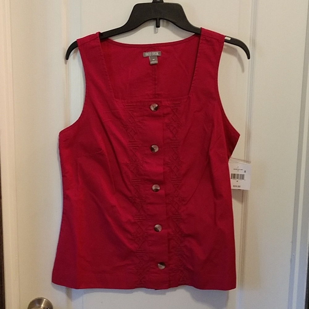 Falls Creek Red Button-Front Tank Top